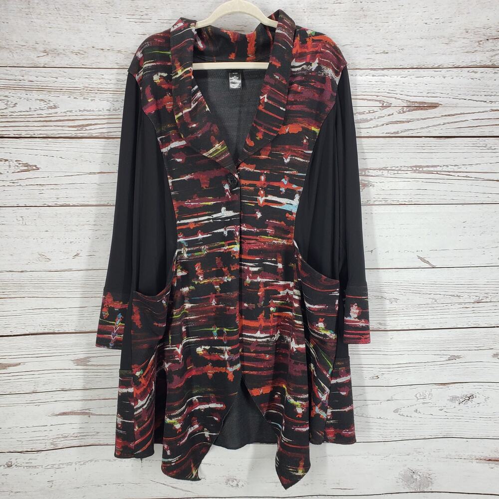 Ali Miles Women's Long Sleeve Single Button Duster Cardigan Size 1X